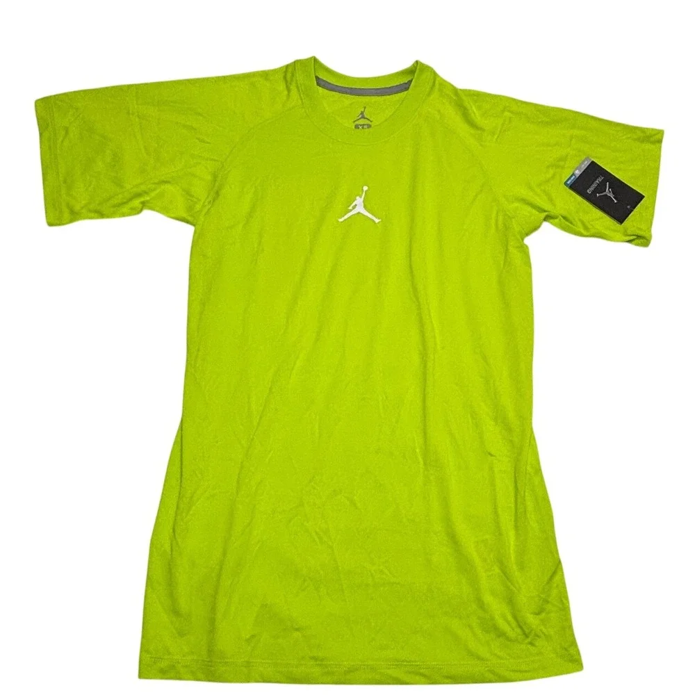 Jordan Mens Dri-FIT Training Shirt XS Lime Neon Jumpman 2014 Nike 465072-331 NWT